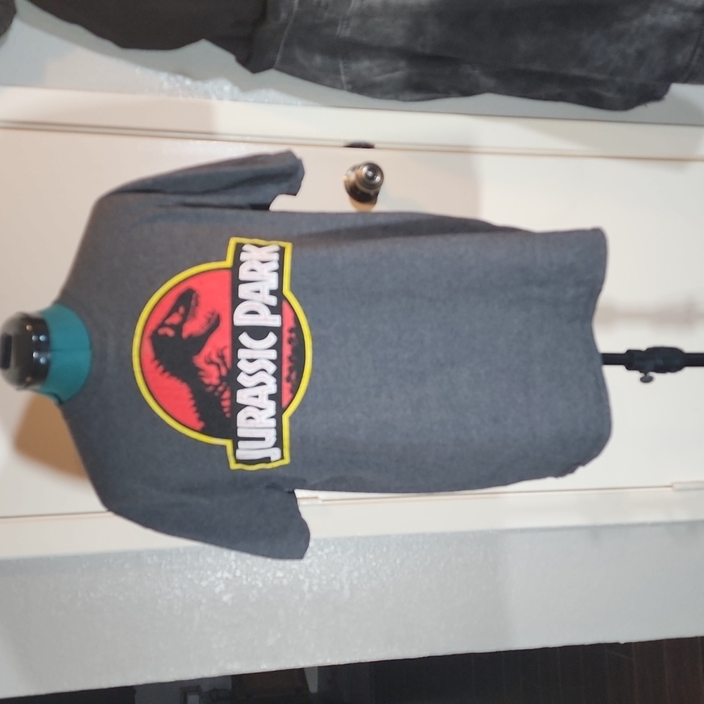 Gray Jurassic Park graphic t-shirt